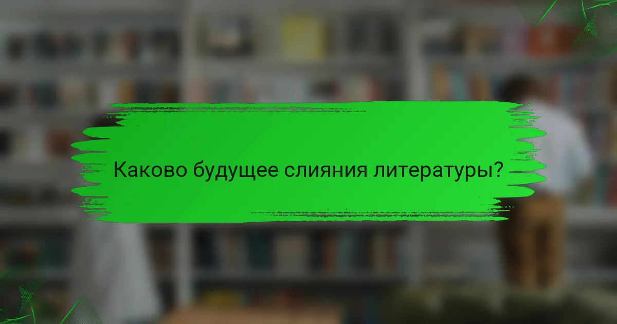 Каково будущее слияния литературы?
