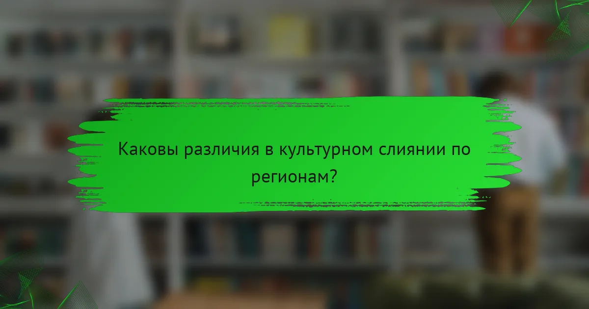 Каковы различия в культурном слиянии по регионам?